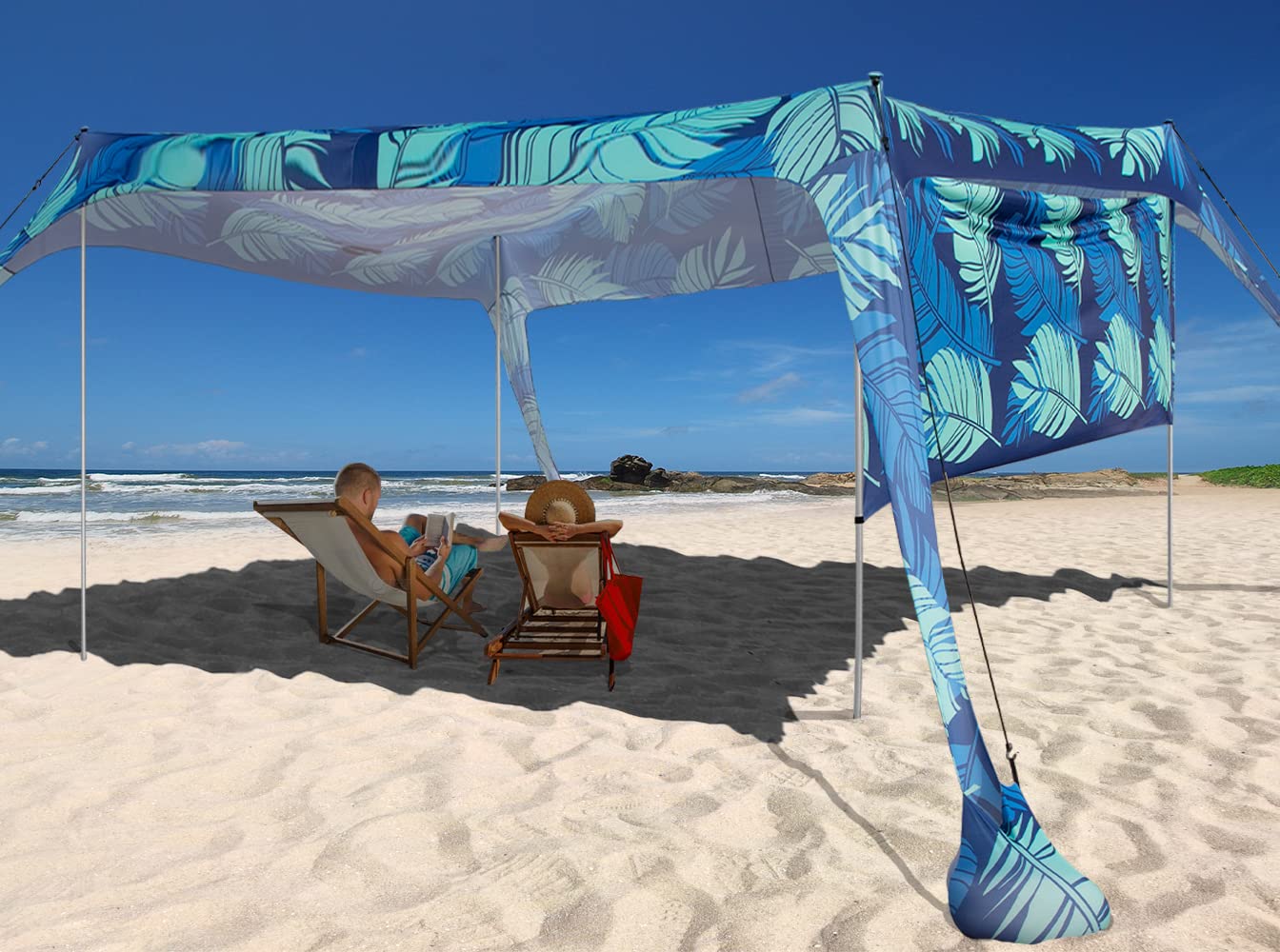 Beach Canopy Tent Shade with Sidewalls 10x10FT, 6.6FT Tall, UPF50+ Sun – Easierhike