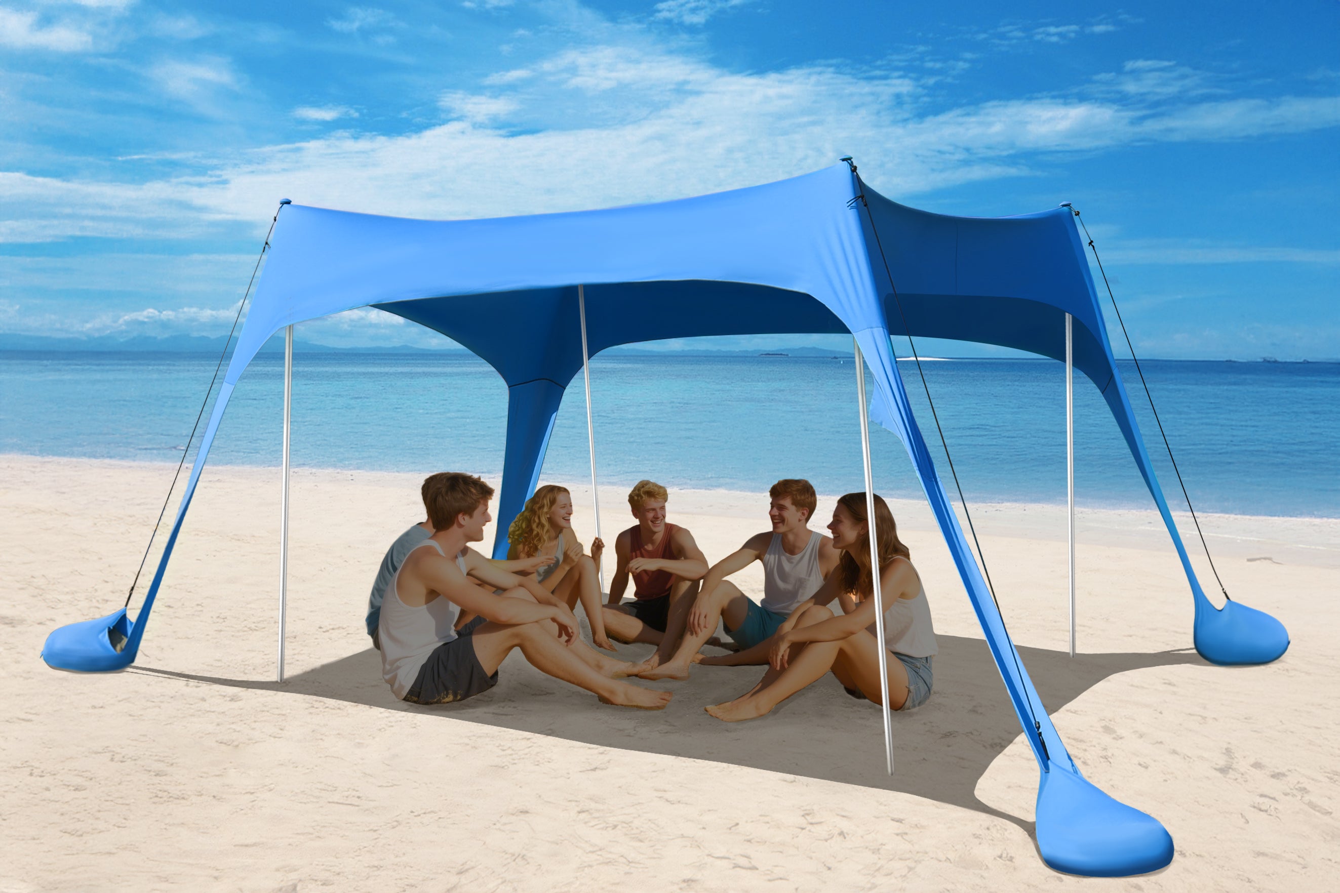 Easierhike 10'x10' Beach Tent Sun Shelter, UPF 50+ Windproof Beach Canopy for 8-10 People, Portable with Carry Bag, Easy Setup for Outdoor