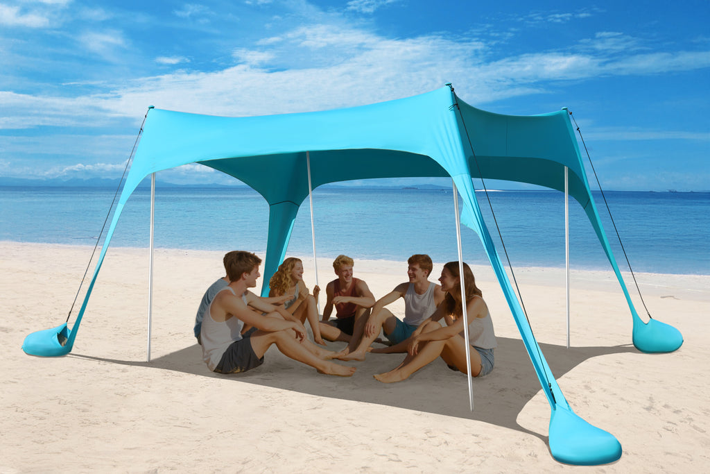 Easierhike 10'x10' Beach Tent Sun Shelter, UPF 50+ Windproof Beach Canopy for 8-10 People, Portable with Carry Bag, Easy Setup for Outdoor