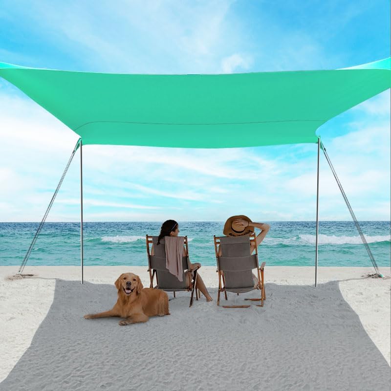 Portable Travel Tents, Beach Tent with Sand Bag and Shovel, UPF50+ Sun Shelter Canopy Reinforced Corners