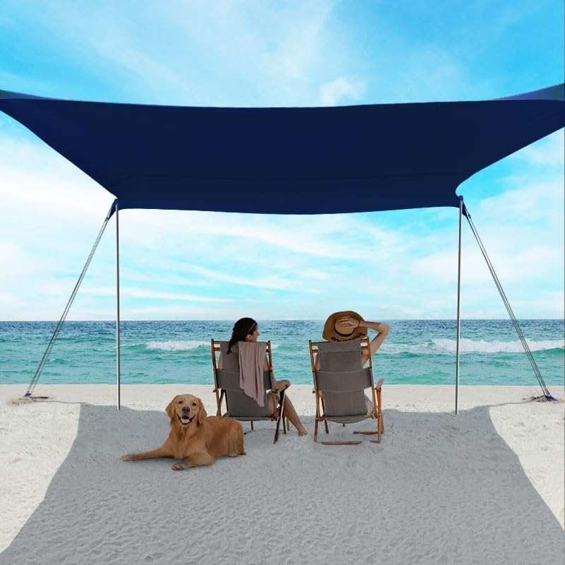 Portable Travel Tents, Beach Tent with Sand Bag and Shovel, UPF50+ Sun Shelter Canopy Reinforced Corners