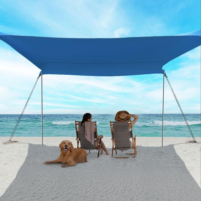 Portable Travel Tents, Beach Tent with Sand Bag and Shovel, UPF50+ Sun Shelter Canopy Reinforced Corners