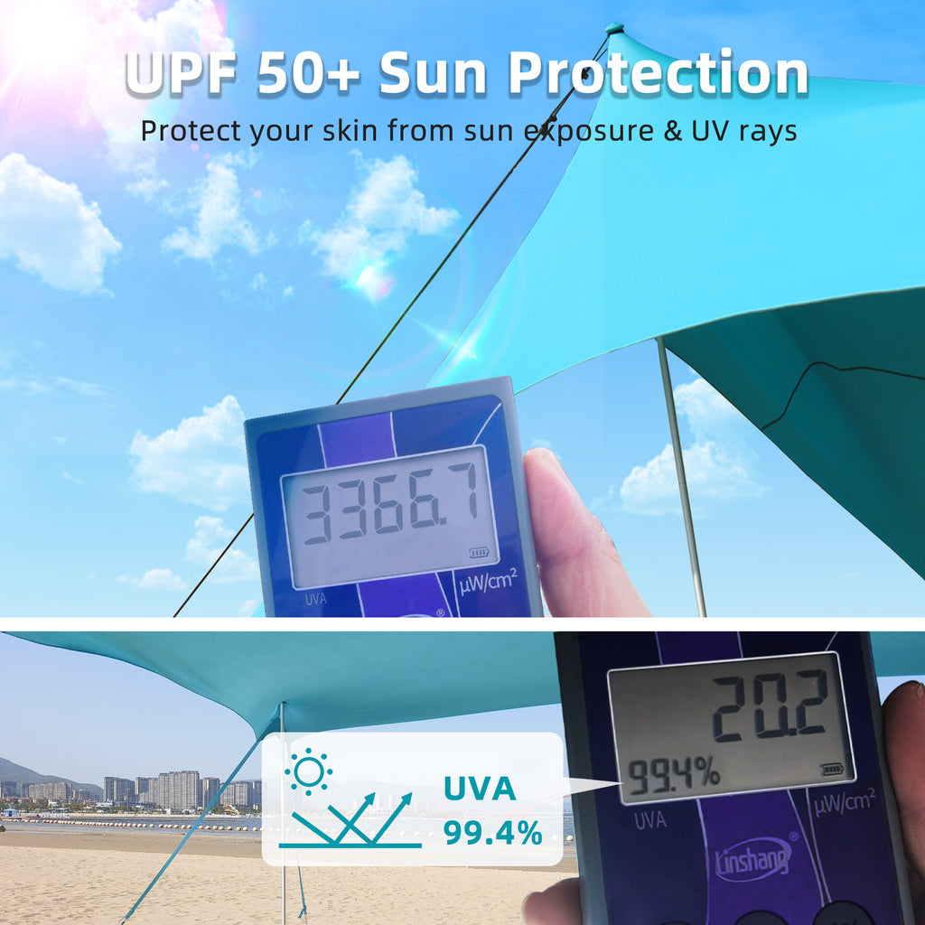 Easierhike 10'x10' Beach Tent Sun Shelter, UPF 50+ Windproof Beach Canopy for 8-10 People, Portable with Carry Bag, Easy Setup for Outdoor
