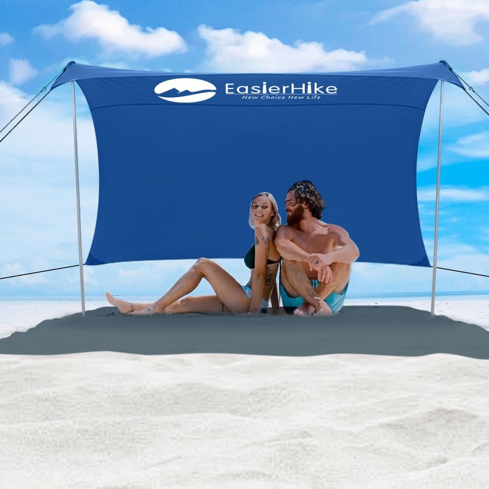 Portable Travel Tents, Beach Tent with Sand Bag and Shovel, UPF50+ Sun Shelter Canopy Reinforced Corners