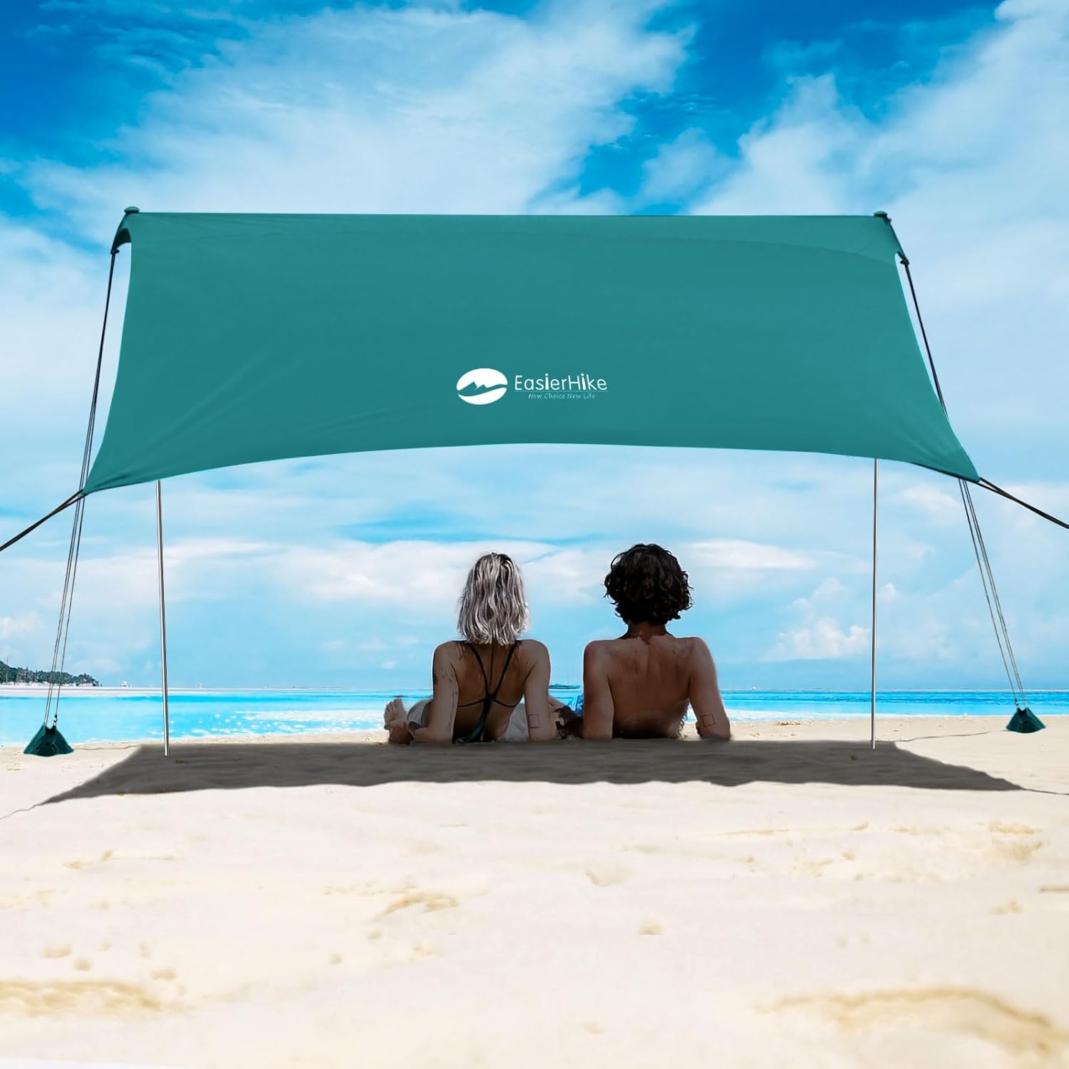 Portable Travel Tents, Beach Tent with Sand Bag and Shovel, UPF50+ Sun Shelter Canopy Reinforced Corners