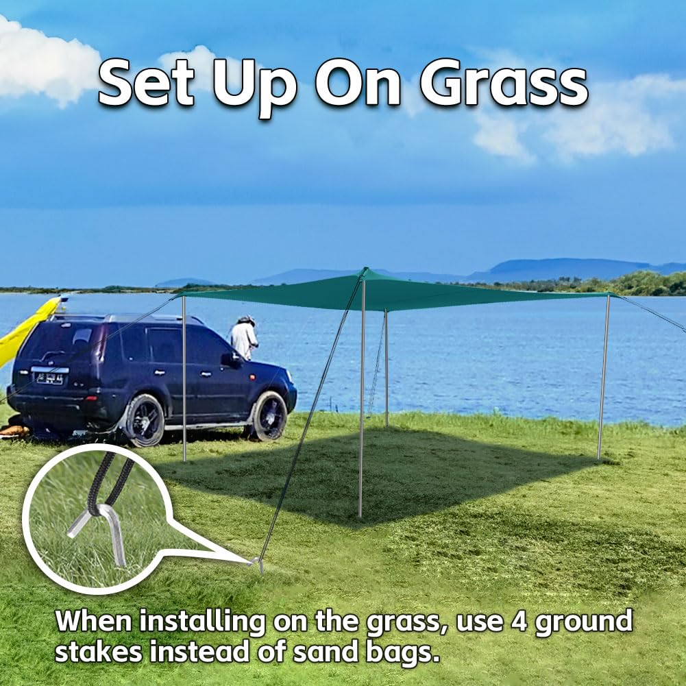 EasierHike Beach Shade Tent, 10 × 10 Ft Portable Easy Pop Up Beach Canopy, UPF50+ Sun Protection Shelter, Windproof & Water Resistant, Stable with 4 Sandbags & Windproof Cords, Perfect for Family