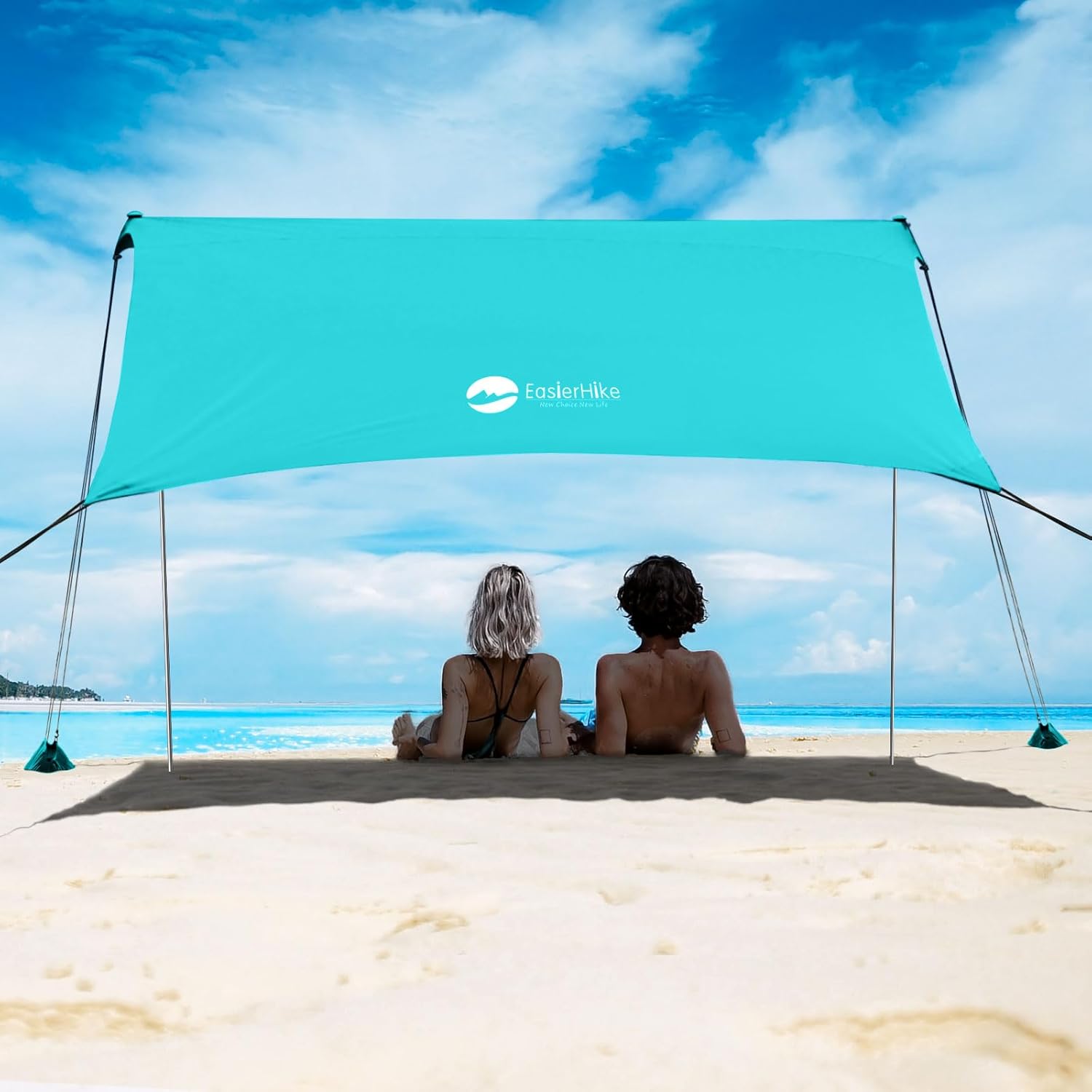 Portable Travel Tents, Beach Tent with Sand Bag and Shovel, UPF50+ Sun Shelter Canopy Reinforced Corners