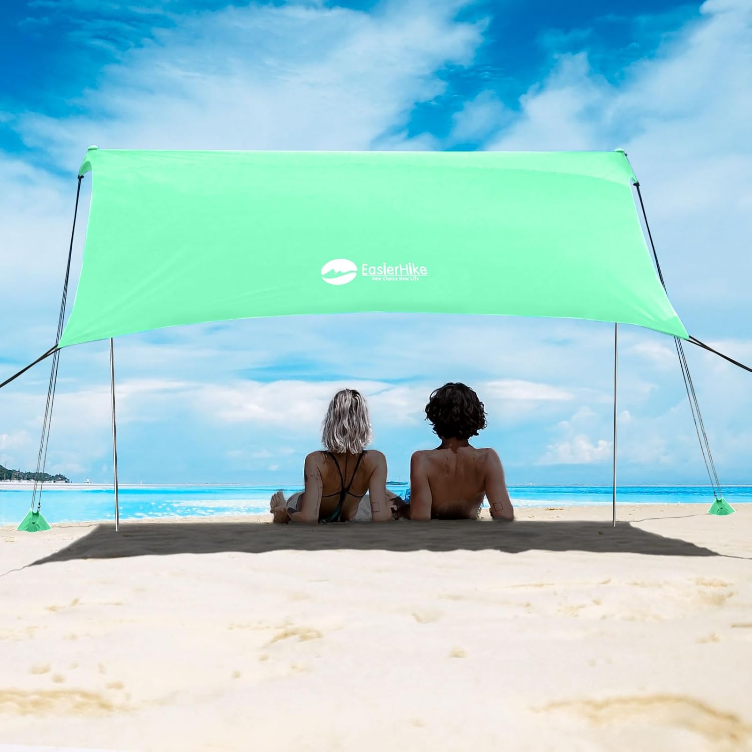 Portable Travel Tents, Beach Tent with Sand Bag and Shovel, UPF50+ Sun Shelter Canopy Reinforced Corners