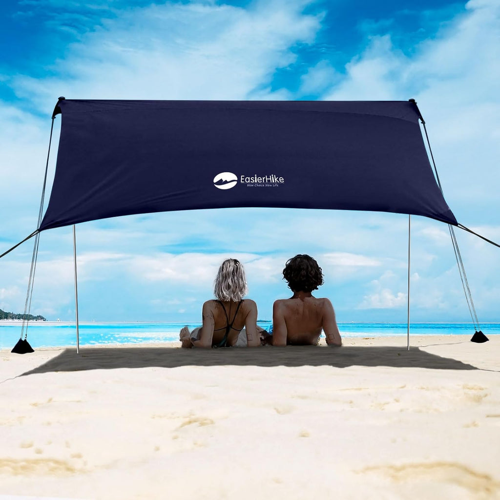 Portable Travel Tents, Beach Tent with Sand Bag and Shovel, UPF50+ Sun Shelter Canopy Reinforced Corners