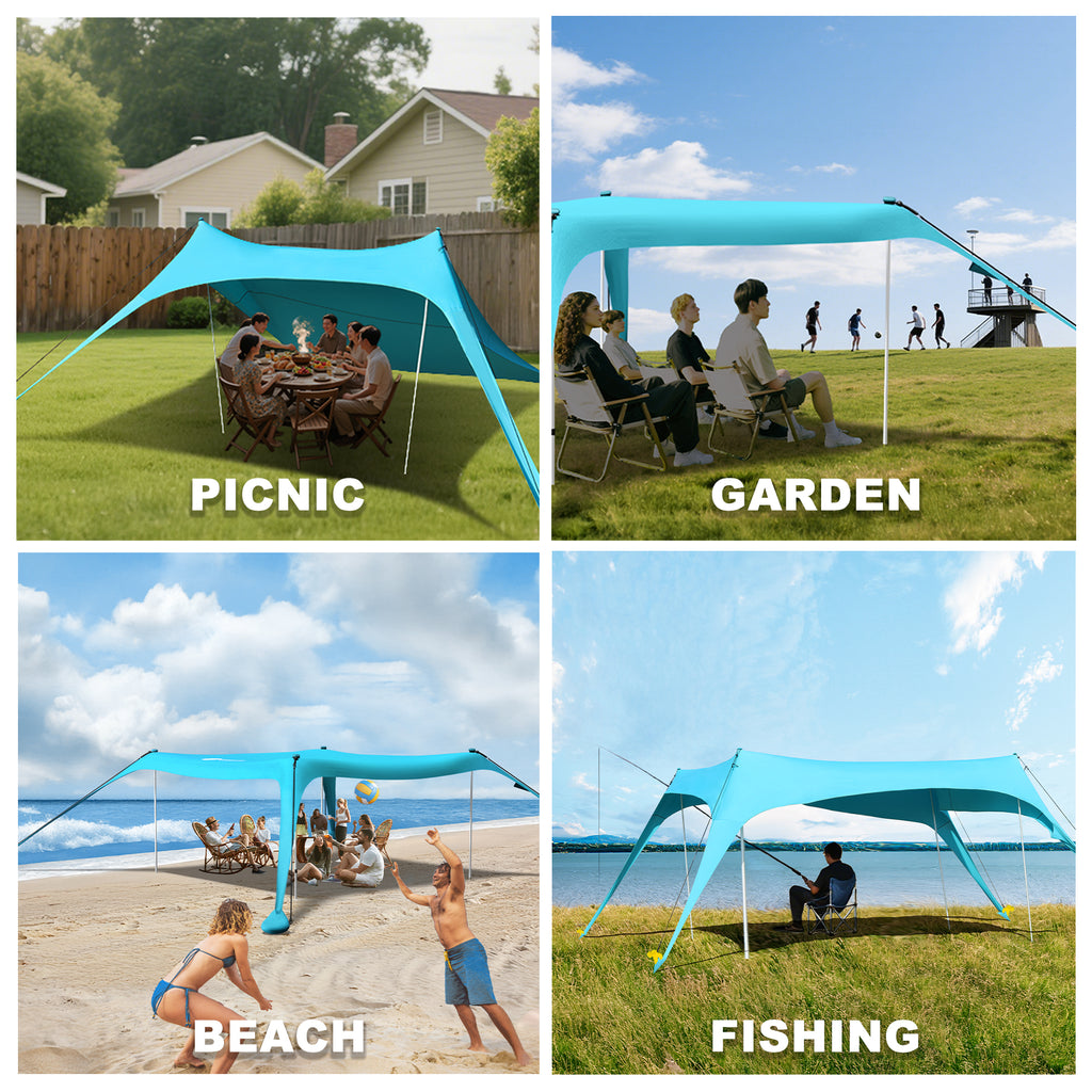Easierhike 10'x10' Beach Tent Sun Shelter, UPF 50+ Windproof Beach Canopy for 8-10 People, Portable with Carry Bag, Easy Setup for Outdoor